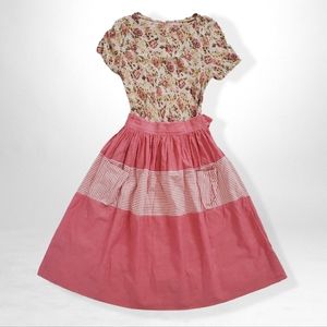 Vintage 1940's Colourblock Gathered Skirt